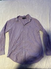 EUC Men s Ralph Lauren Purple/White Pin Stripes Size 16 Classic Fit Button Shirt