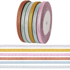 Mixed Color, 1/4 inch 6mm , 33yards 30.1752m , Glitter Metallic Ribbon