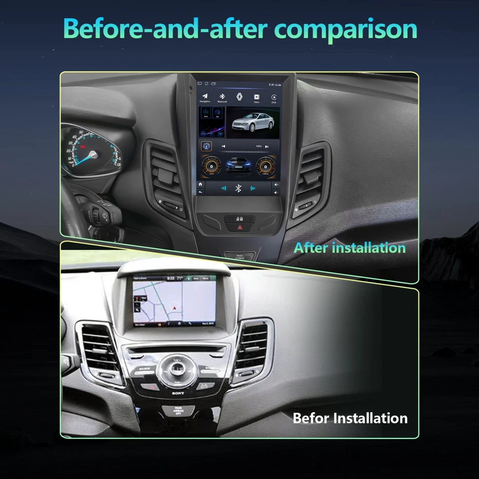 For Ford Fiesta 2009-2016 Android 15 Screen Car radio GPS stereo audio Carplay - Image 3 of 4