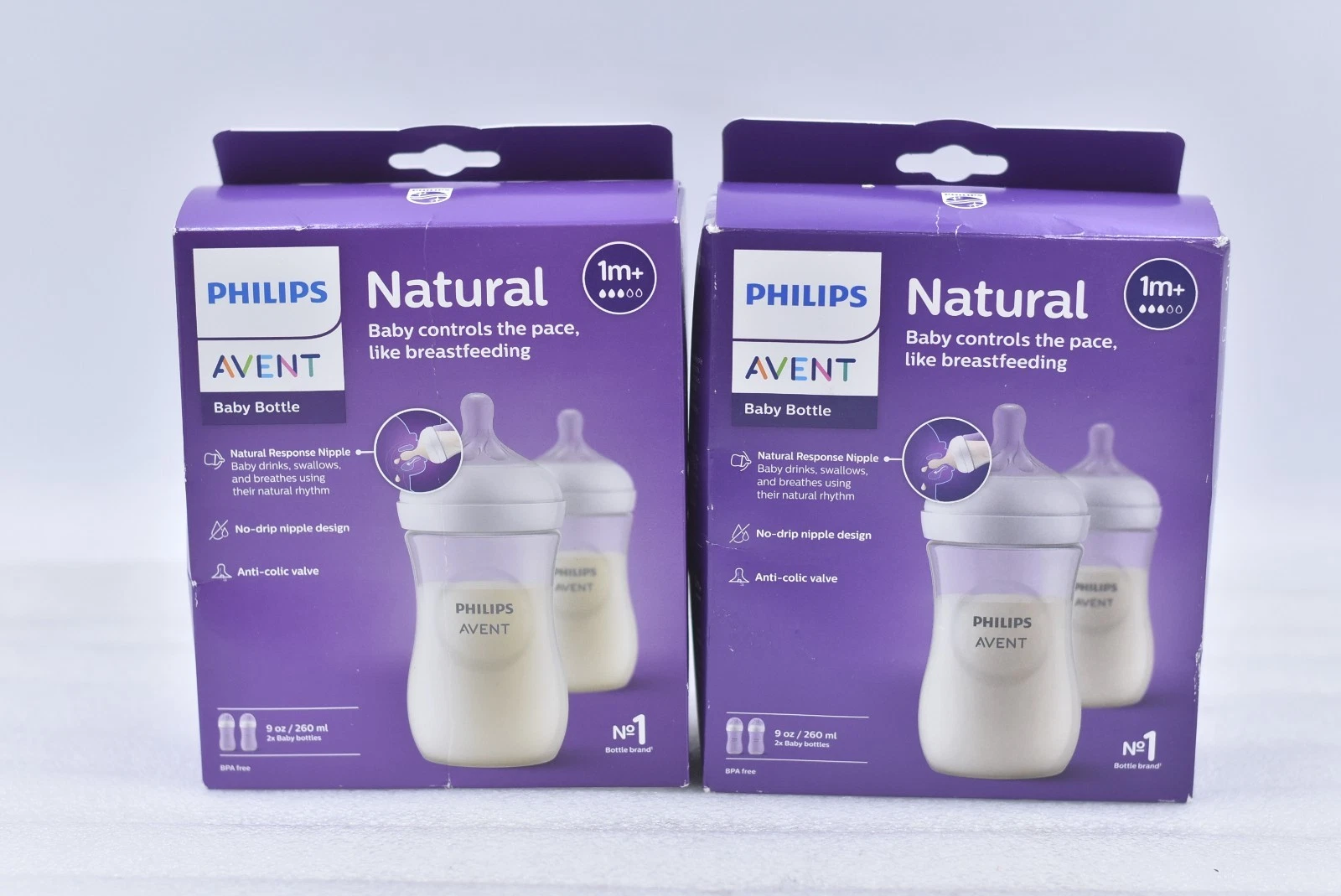 Lot of 2 Philips Avent Natural 9oz Baby Bottles Twin-Pack 1m+
Opens in a new window or tab
