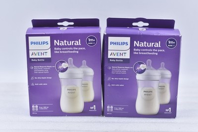 Lot of 2 Philips Avent Natural 9oz Baby Bottles Twin-Pack 1m+