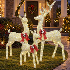 Outdoor Reindeer Christmas Decorations Yard Lighted Deer Set of 3