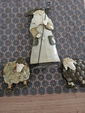 Schäfer mit zwei Schafen – Metall / Landhausstil