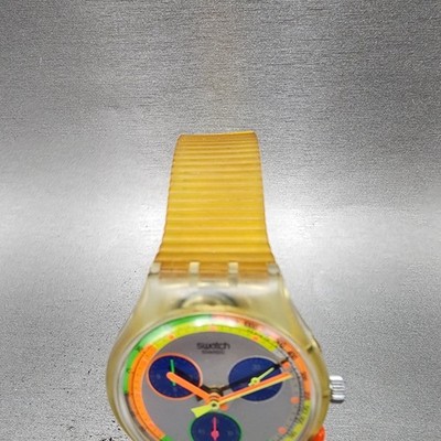 Swatch Jelly Stag Chrono Watch Men 37mm Silver Dial Clear SCK104