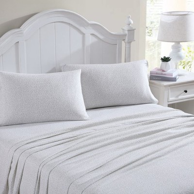 Laura Ashley Home Chelsie Vine Grey White Cotton Flannel Queen Bed Linen Set
