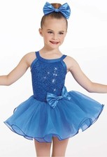 Dance Costume Weissman 12410 Medium Child Blue Tutu Jazz Sequin Ballet Pageant