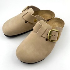 Birkenstock Boston Big Buckle Sandcastle Nubuck Leather Clog Unisex Adults New