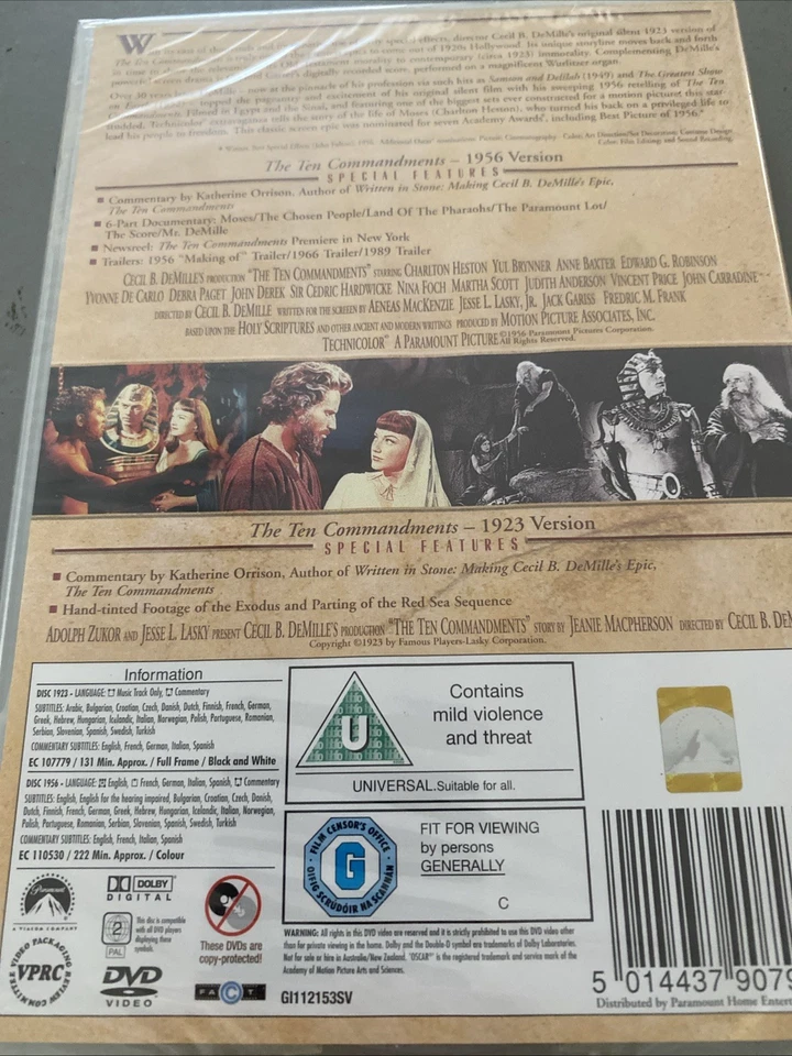 The Ten Commandments (1956) - Charlton Heston - Dvd 📀 - New And Sealed - - Image 2 of 2