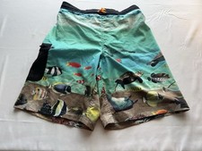 Wonder Nation, Blue  Green Swim Trunks Ocean-Themed Design, Boy  s Sz L 10-12 