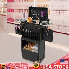 Rolling Hairdressing Storage Box Hair Salon Barber Tool Organiser Case w/Locks