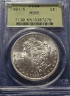 1881 S - Morgan U.S. Silver Dollar $1 - San Francisco - PCGS MS65 OGH
