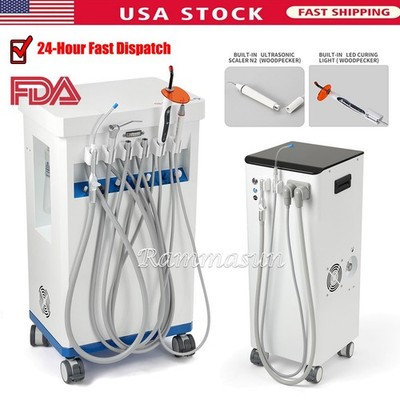 Portable Dental Mobile Delivery Unit Cart Curing Light/Suction System Vacuum