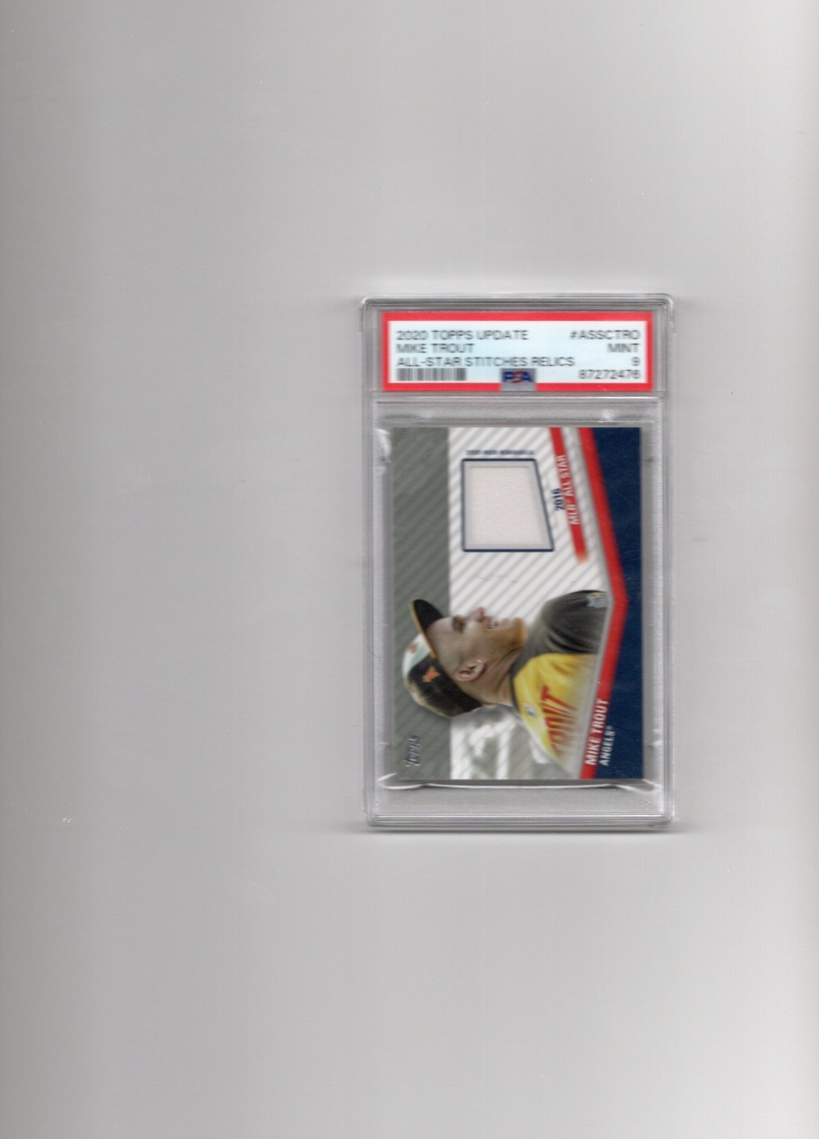 Mike Trout 2020 Topps Update # ASSCTRO *PSA 9 MINT* All-Star Stitches Relics view 3