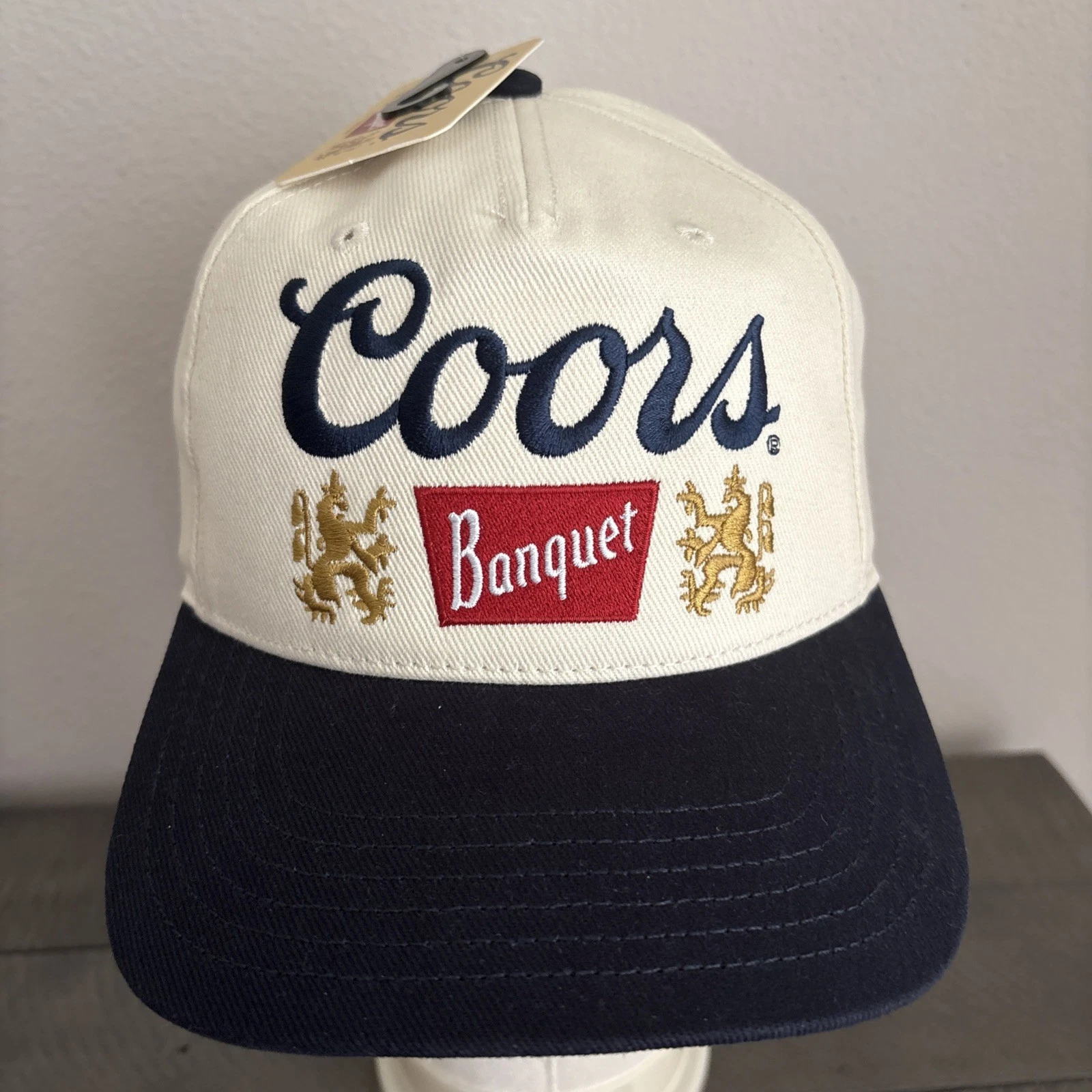 Coors Banquet Snapback Navy Beige Cap Hat NWT