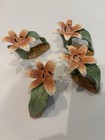 4 Vintage PIA Philippines Ceramic lily Napkin Rings — photo 2