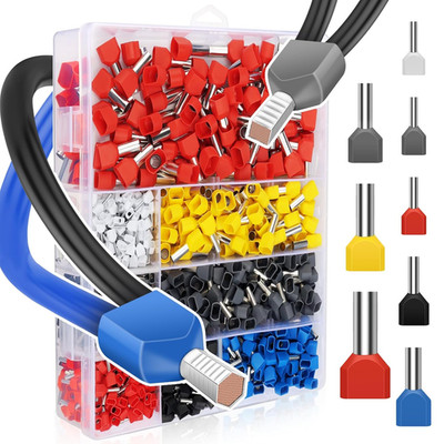 Lytool Double Wire Ferrule Kit 8-22 AWG, 750Pcs Dual Bootlace Ferrule Kit Wire