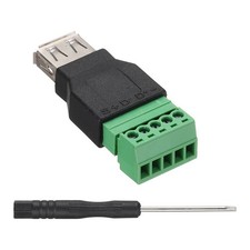 1 Pcs USB 2.0 A Female Plug to 8 Pin Screw Terminal Connector Adapter Black