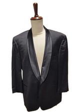 Marks  Spencer Solid Black 1-Btn Super 100's Wool Italian Tuxedo 44R