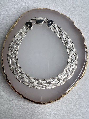 Vintage geflochtenes Italien 925 Sterling Silber Armband 7,5"