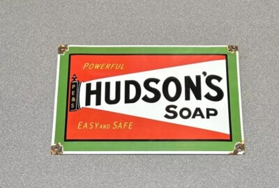 #ad VINTAGE 12” HUDSON SOAP DOMED PORCELAIN SIGN CAR GAS TRUCK GASOLINE $109.99