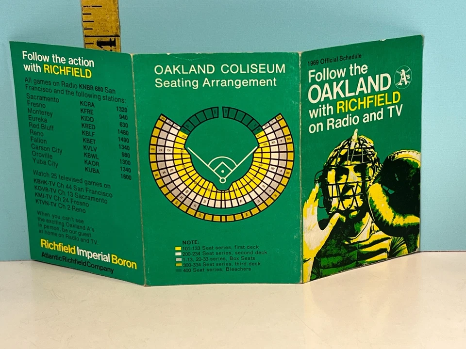 1969 Oakland A's Athletics Baseball Schedule Atlantic Richfield Gas - Image 3 of 3