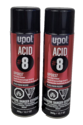 U-Pol UP0837 ACID #8 BLACK Etch Primer Aerosol Spray Cans 450ML UPOL (2/PK)