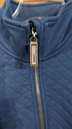LL BEAN 1/4 Cremallera Pullover Cuello Simulado Camisa Acolchada Azul Pizarra Para Mujer Pequeña XS - Imagen 4 de 9