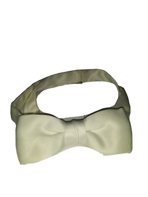 Boys Solid Ivory Satin Pre-tied Adjustable Bow Tie. Windsor Style