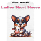 DigiPups Australian Cattle Dog Stuffed Cow Toy Hug Cartoon Ladies T Shirt