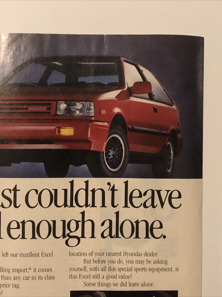 Hyundai Excel GS 1988 anuncio impreso deportivo práctico coches rojos que tienen sentido de colección años 80 Foto 3 de 4