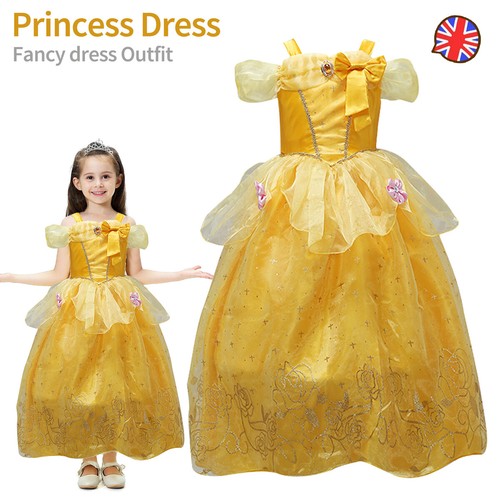 Girls Princess Cinderella Rapunzel Belle Fancy Dress Up Party Birthday Costume - Picture 10 of 161