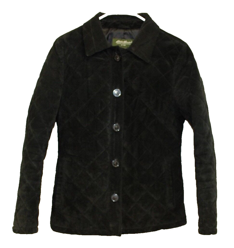 Eddie Bauer Womens Quilted Leather Jacket Sz M Black … Gem