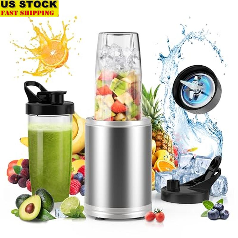1300W Portable Personal Smoothie Blender with 2 Travel Cups & Lids   