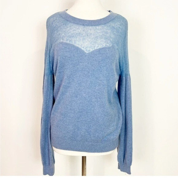 SUÉTER MANGA LARGA MUJER REBECCA MINKOFF AZUL CLARENCE LANA CACHEMIR XL Foto 2 de 4