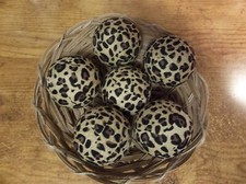6 Leopard Print Rag Balls Farmhouse Tiered Tray Decor, Bowl Basket Fillers, New