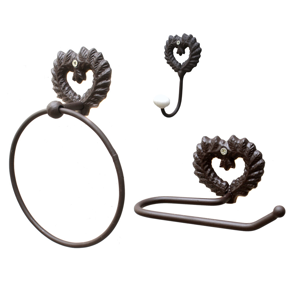 Vintage Country Shabby Chic Antique Brown Isabelle Heart Bathroom Accessories eBay
