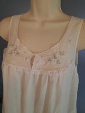 Vintage Nightgown Nightie Cotton Romantic Lace Embroidered Semi-sheer Large