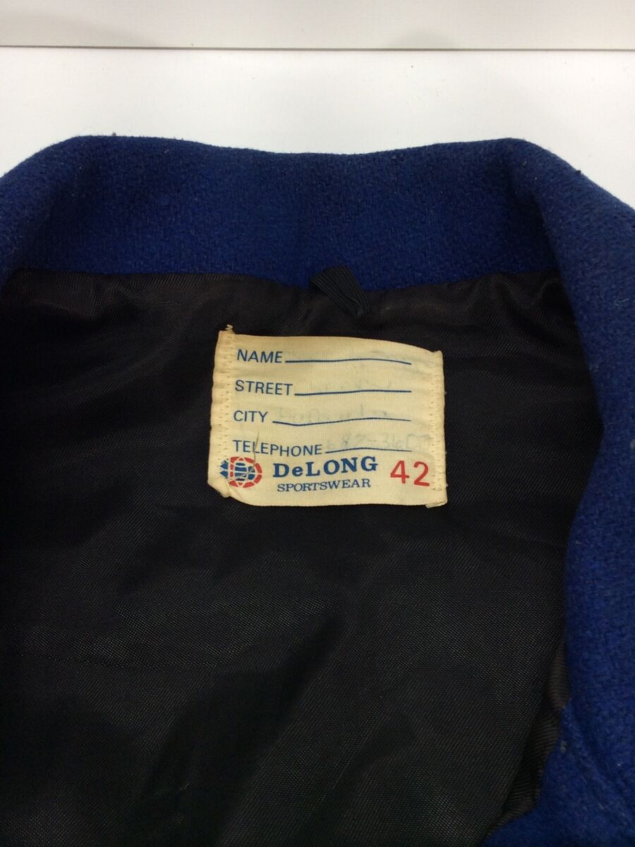 Vintage 1950s DeLong Sportswear sz.42 Letterman Jacket Blue Vintage 1950s DeLong Sportswear sz.42 Letterman Jacket Blue