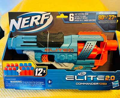 Nerf Elite 2.0 Commander RD-6 Dart Blaster, 12 Elite Darts, 6 Dart Rotating Drum