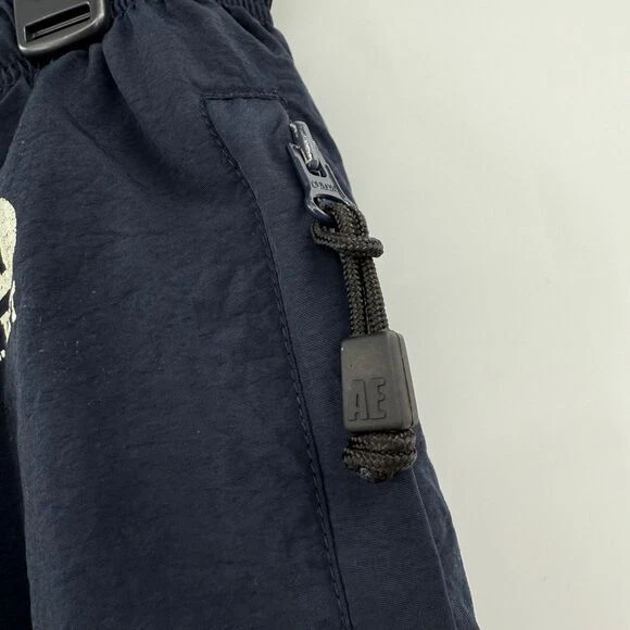 Pantalones deportivos de colección Y2K American Eagle para hombre talla grande azul forrado cremallera lateral Foto 3 de 4