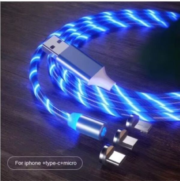 Charging Cable Magnetic LED 3 In 1 For Iphone USB-C Type C Micro USB ...