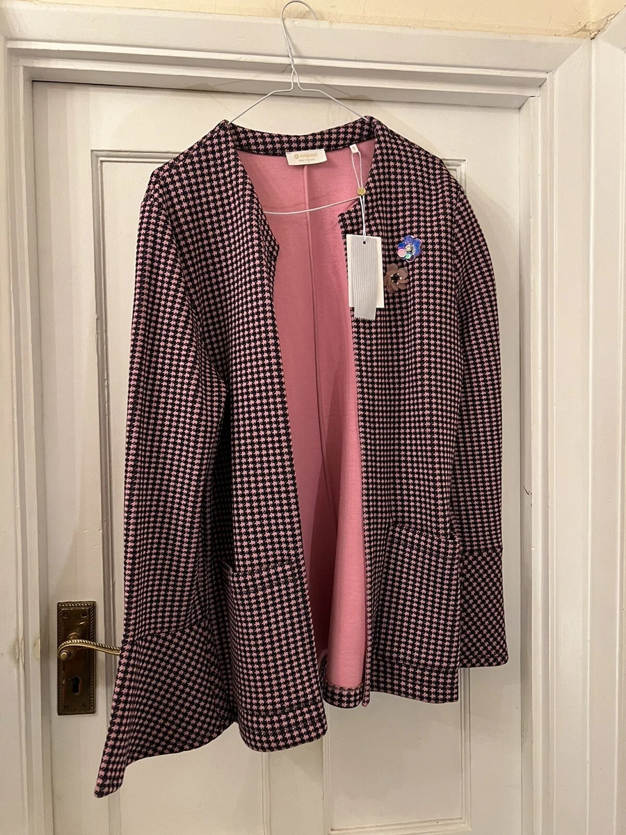 New Rich Royal Spring Pink Black Check Jacket With Cuffs
