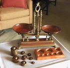 Antique All-Brass Safak-Style Tipping Scale, with original counter-weights SCALE