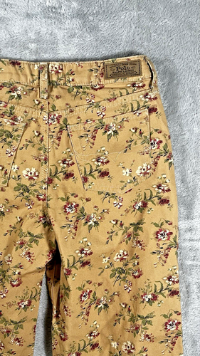 Polo Ralph Lauren Floral White Denim Wide leg Pants Girls Size 12 Youth - Picture 5 of 11