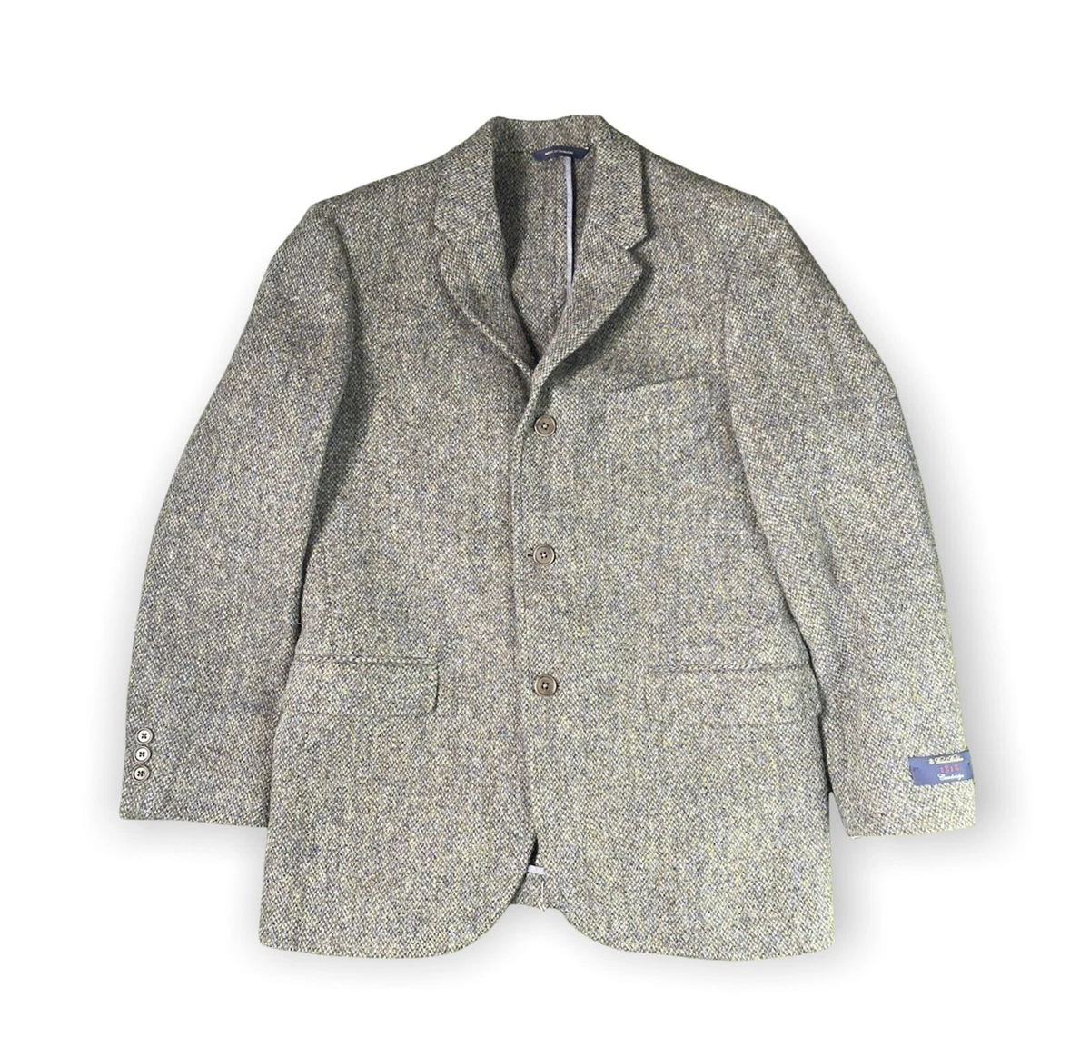 BROOKS BROTHERS Madison 1818 40R HARRIS TWEED Wool Blazer Jacket Gray Sport Coat