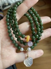 Genuine Untreated hetian nephrite Green jade bracelet Necklace