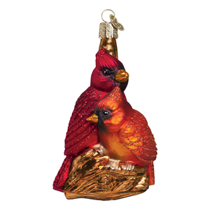 034-Pair-of-Cardinals-034-16045-X-Old-World-Christmas-Glass-Ornament-w-OWC-Box