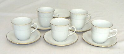 Thun THU138 White with Gold Trim Five Coffee Cups & Six matching Saucers