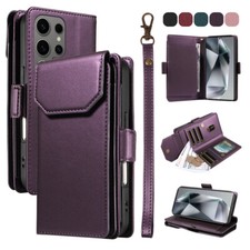 For Samsung Galaxy S25 Ultra S24 S23 S22 Shockproof PU Leather Card Wallet Case