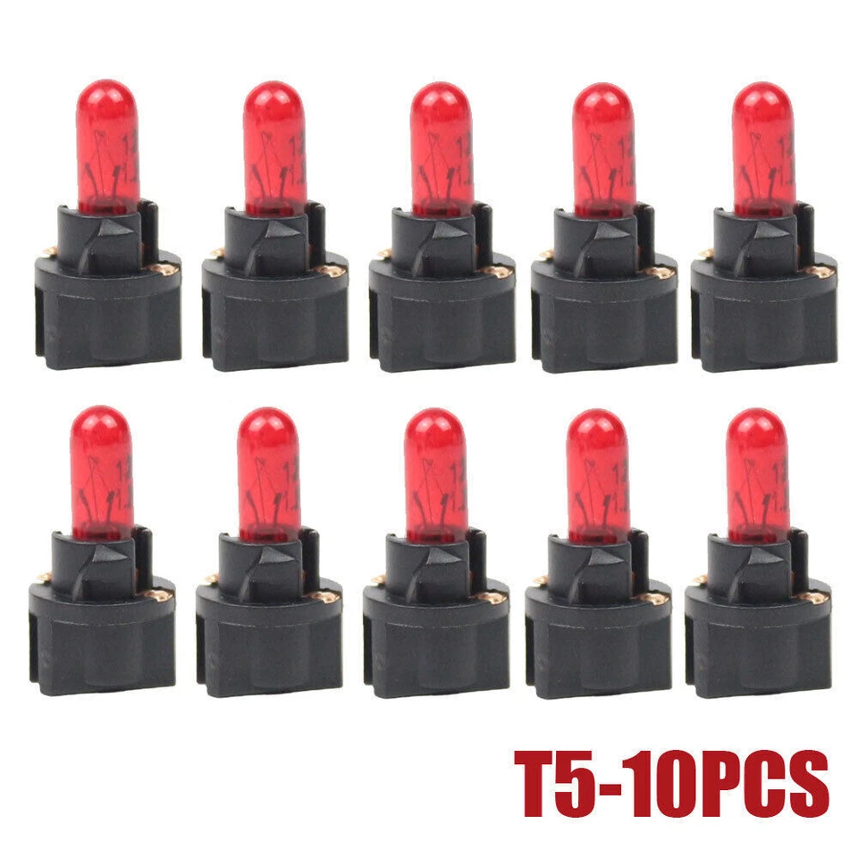 10pcs Red T5 SMD 1.2W Car Interior LED Dashboard Instrument Light Lamp Bulbs Foto 3 de 4